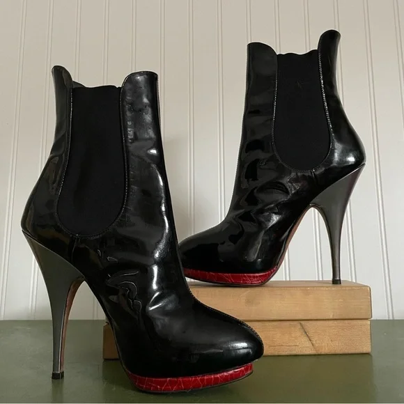 Giuseppe Zanotti Hidden Platform Stilettos in Black Patent Leather w Red *Italy* - Picture 11 of 16